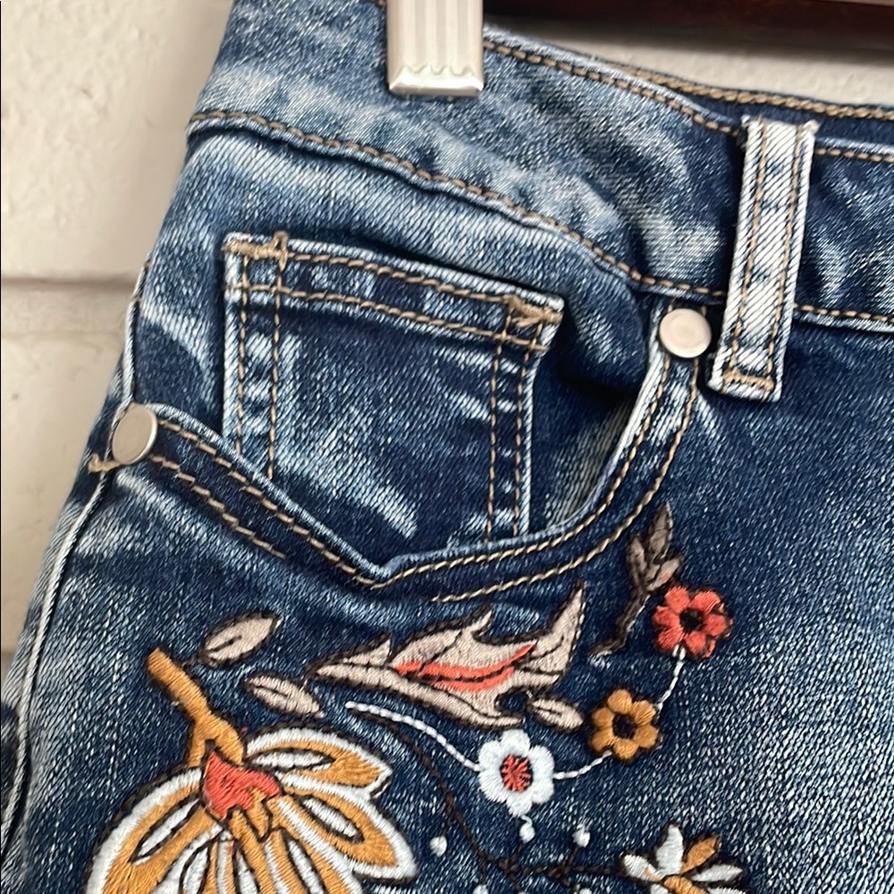 Altar'd State Embroidered Denim Mini Skirt - Blue and Multicolor - Picture 7 of 9